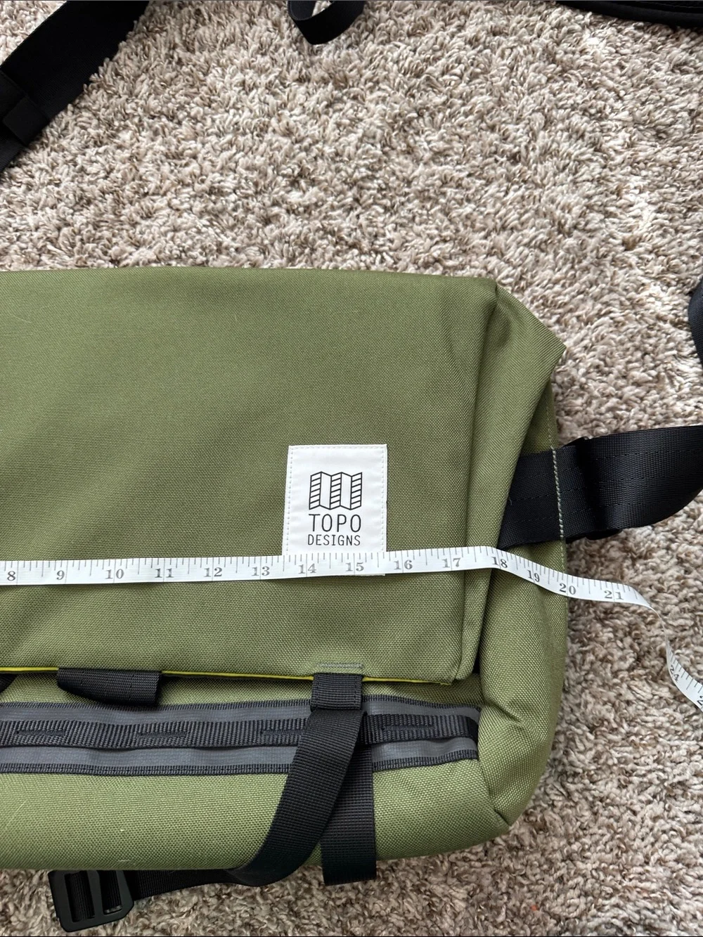 Topo Designs Olive Green Messenger/Computer Bag with Adjustable Strap